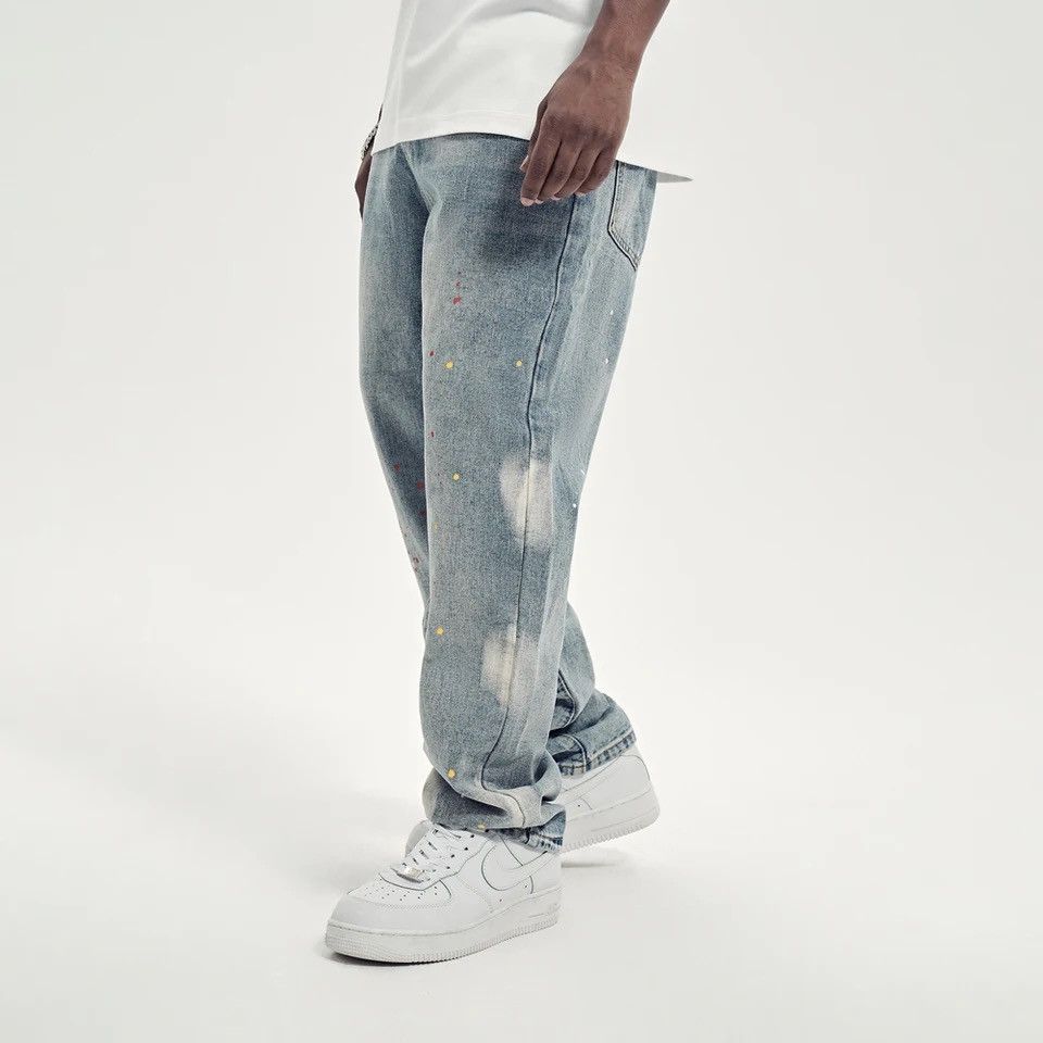 Japanese Brand × Vintage Street Jeans Men Y2k Baggy Splash-ink Size US 33 - 4 Thumbnail