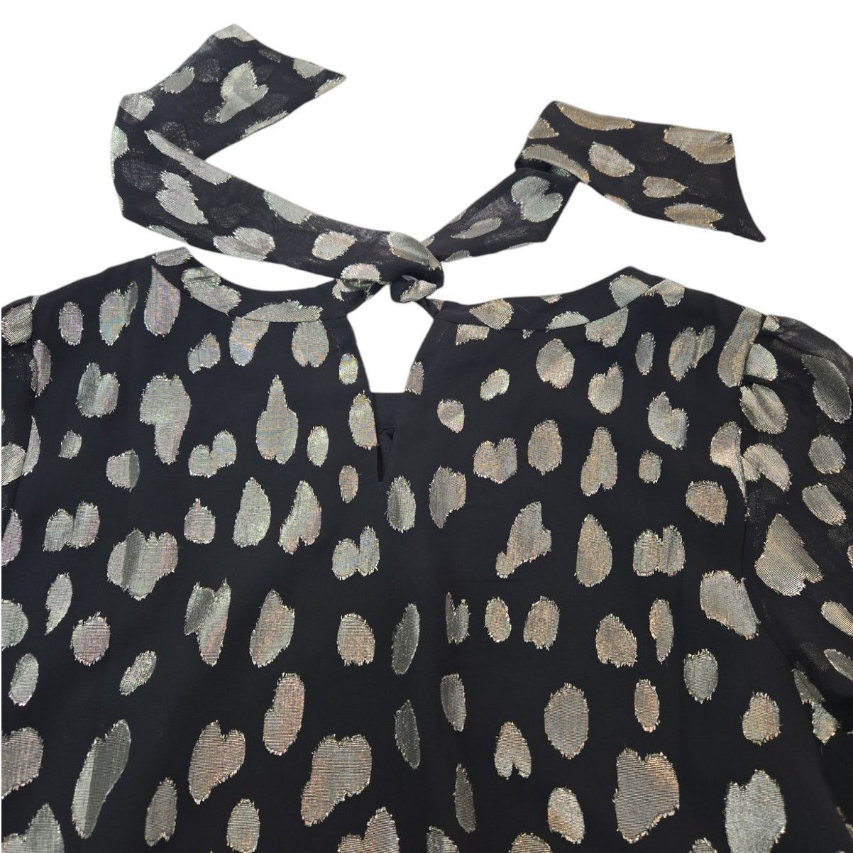 Other Talbots | Black & Silver, Clip Dot, Tie Back Blouse | Pet XL Size XL / US 12-14 / IT 48-50 - 8 Thumbnail