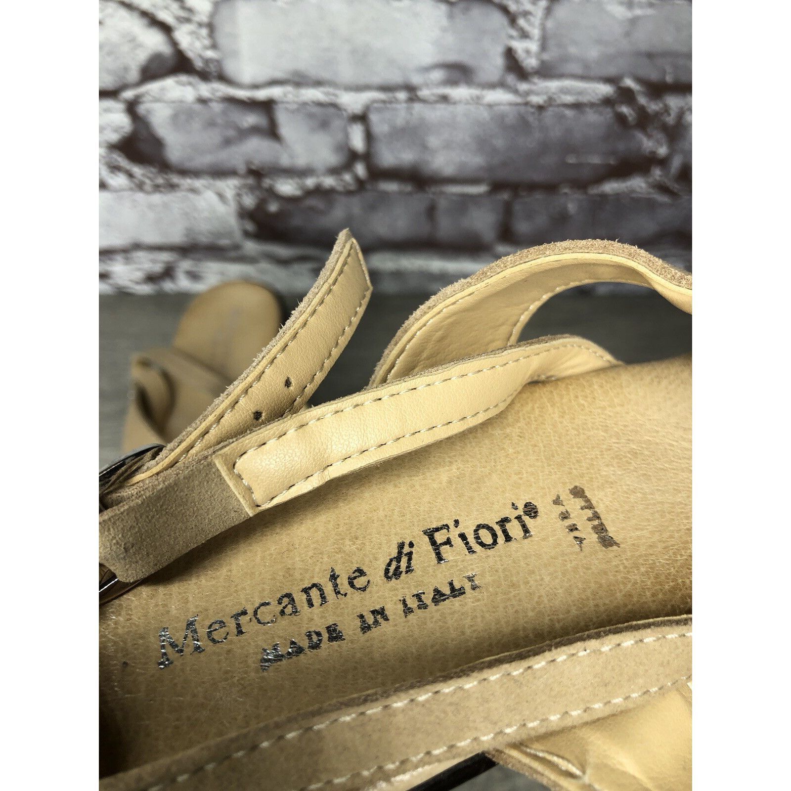 Other Mercante Di Fiori Tan Leather Ankle Strap Heel Sandals Women Size US 7.5 / IT 37.5 - 19 Thumbnail