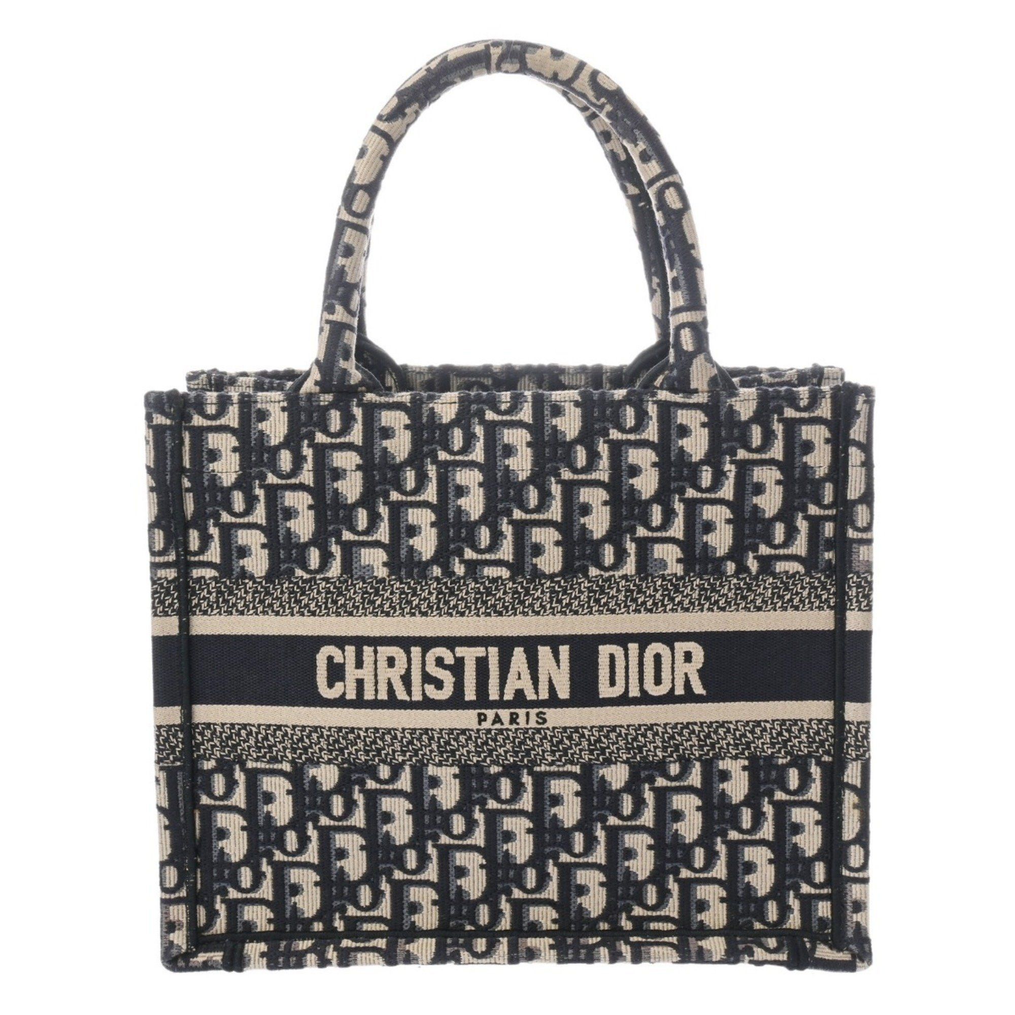 Christian Dior Book Tote Small Navy/beige Women's Canvas Bag
