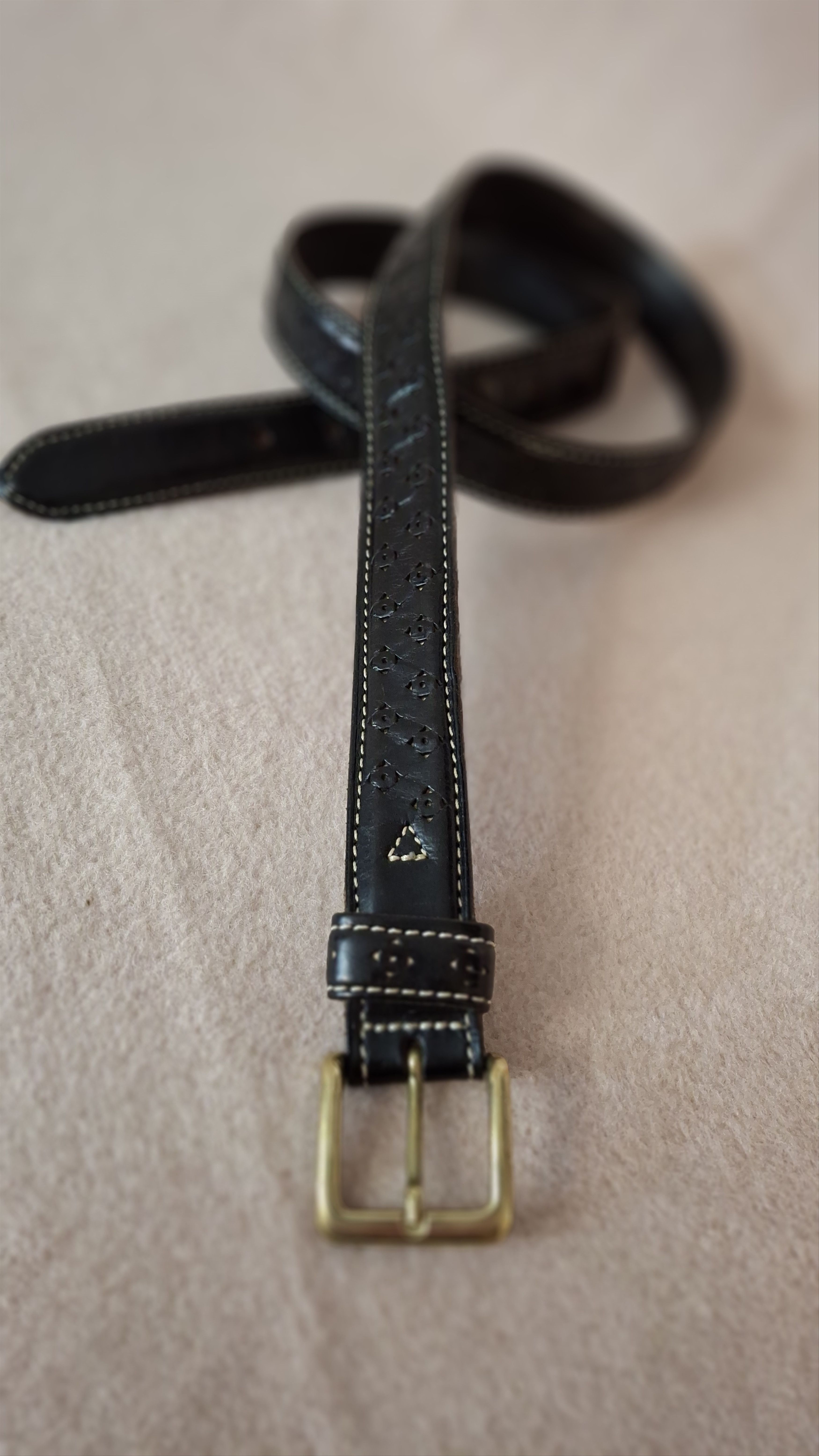 Felisi Embossed Black Leather Belt – Felisi Made in Italy Size 38 - 3 Thumbnail
