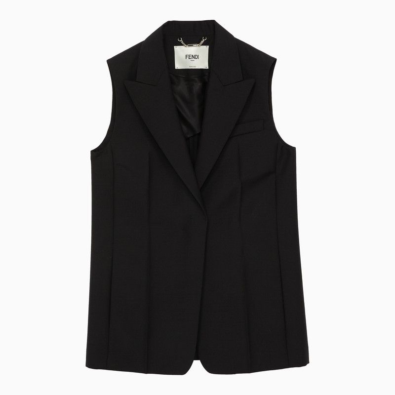 Image of Fendi Black Wool-Blend Waistcoat, Women's (Size XS)