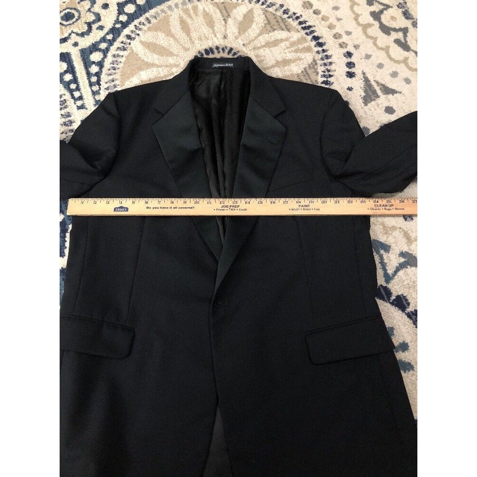 Tom James TOM JAMES BLACK TUXEDO ONE BUTTON 100% WOOL MADE IN U.S.A. Size 44L - 8 Thumbnail