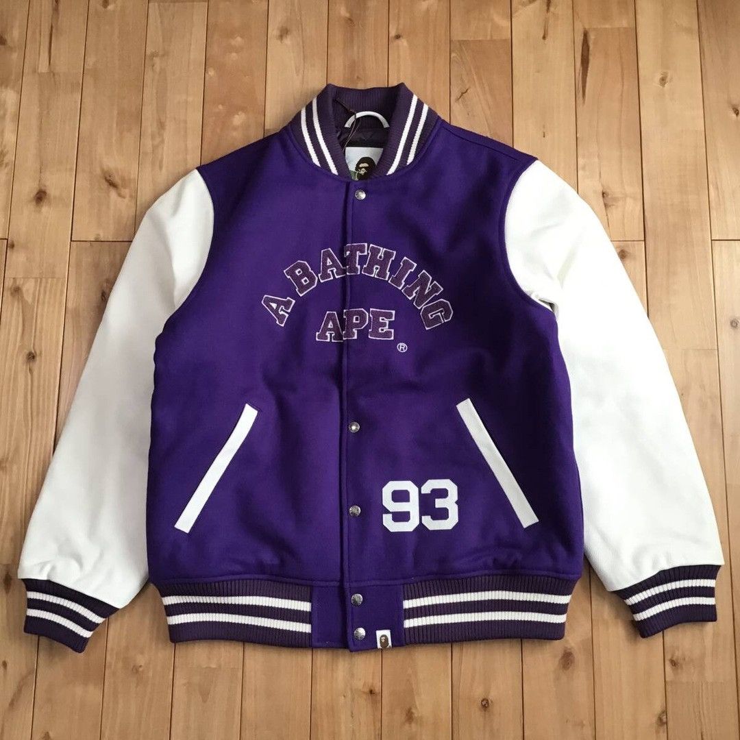 Bape BAPE Giant Head Leather Sleeve Varsity Jacket a bathing ape Size US XL / EU 56 / 4 - 2 Thumbnail