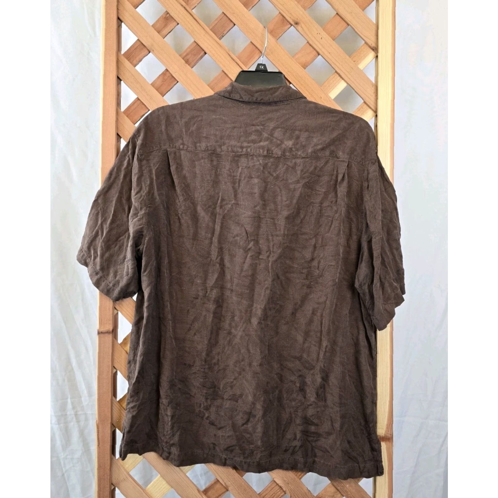 Vintage Caribbean Joe Men’s Silk Hawaiian Shirt - Brown - Size XL - Tropical Pattern, Short Sleeve, Button-Up, Collared, Travel, Casual, 90s? Size US XL / EU 56 / 4 - 8 Thumbnail