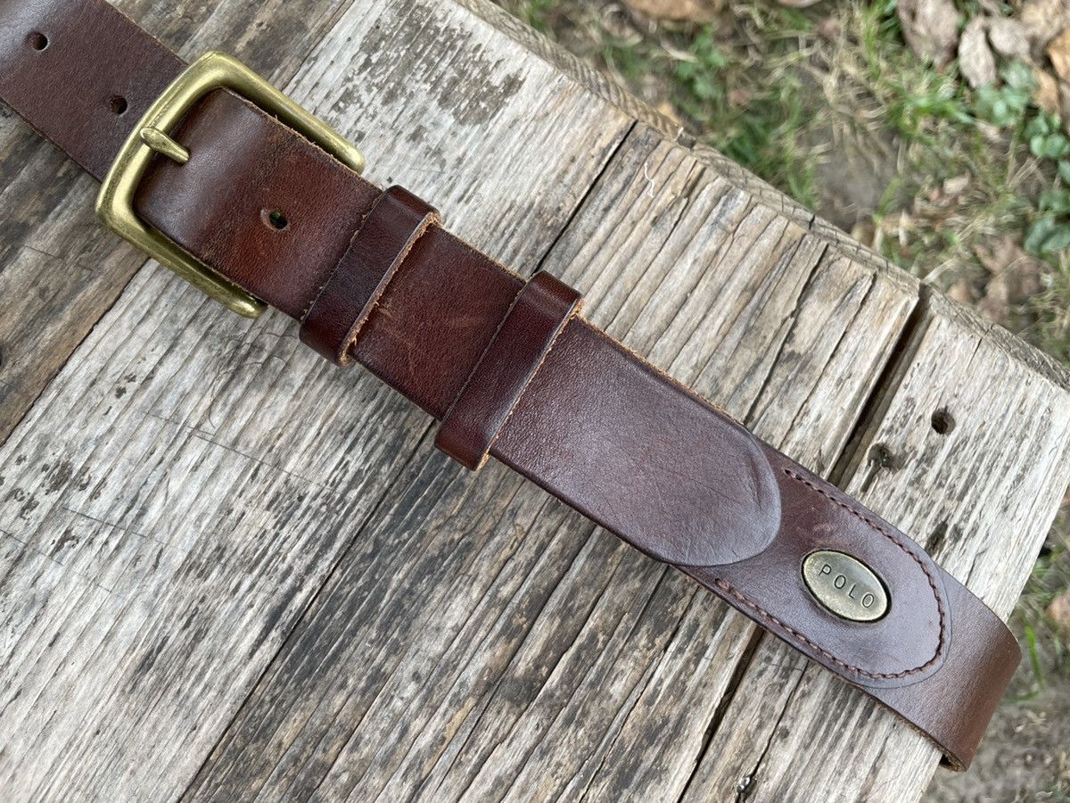 Polo Ralph Lauren Vintage Polo Ralph Lauren Leather Belt Solid Brass Size 32 - 2 Thumbnail