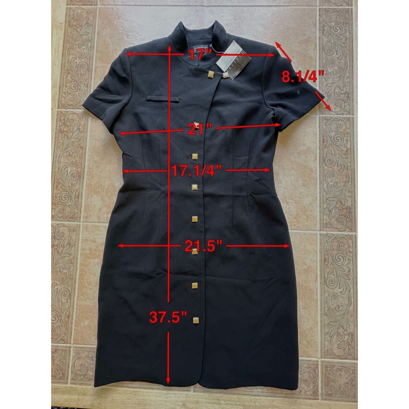 Liz Claiborne Liz Claiborne Garden variety Black Chinese collar Dress 12 Size XL / US 12-14 / IT 48-50 - 2 Thumbnail