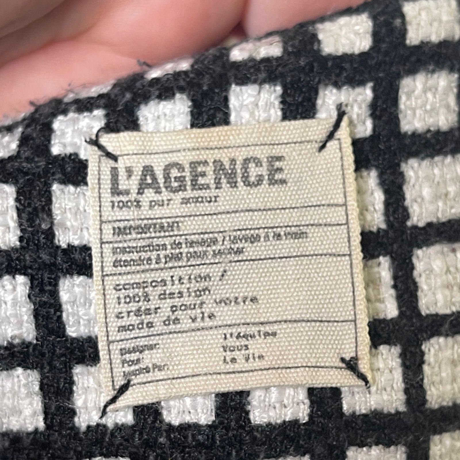 L'AGENCE L'AGENCE Black and White Checkered Grid Jacket Sz 0 Size XS / US 0-2 / IT 36-38 - 8 Thumbnail