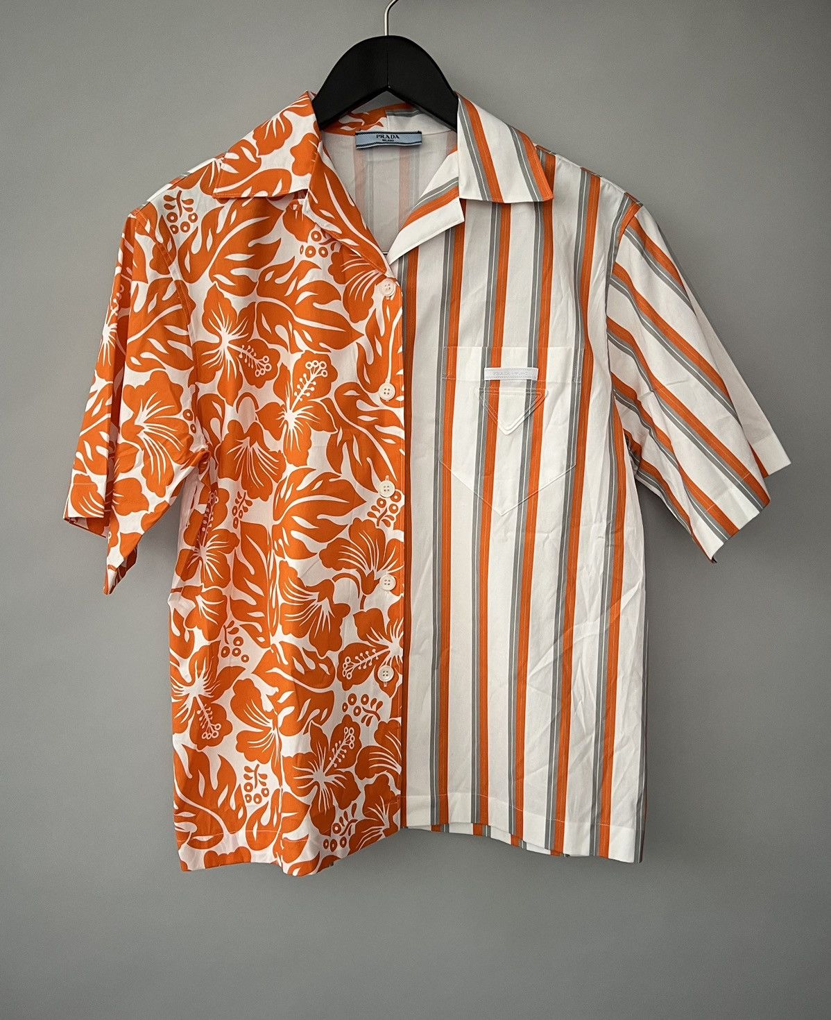 Prada Orange Double Match poplin shirt