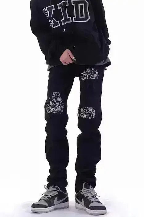 Japanese Brand Mens Skinny Jeans Street, Black Hole Slim Fit Size US 32 / EU 48 - 3 Thumbnail