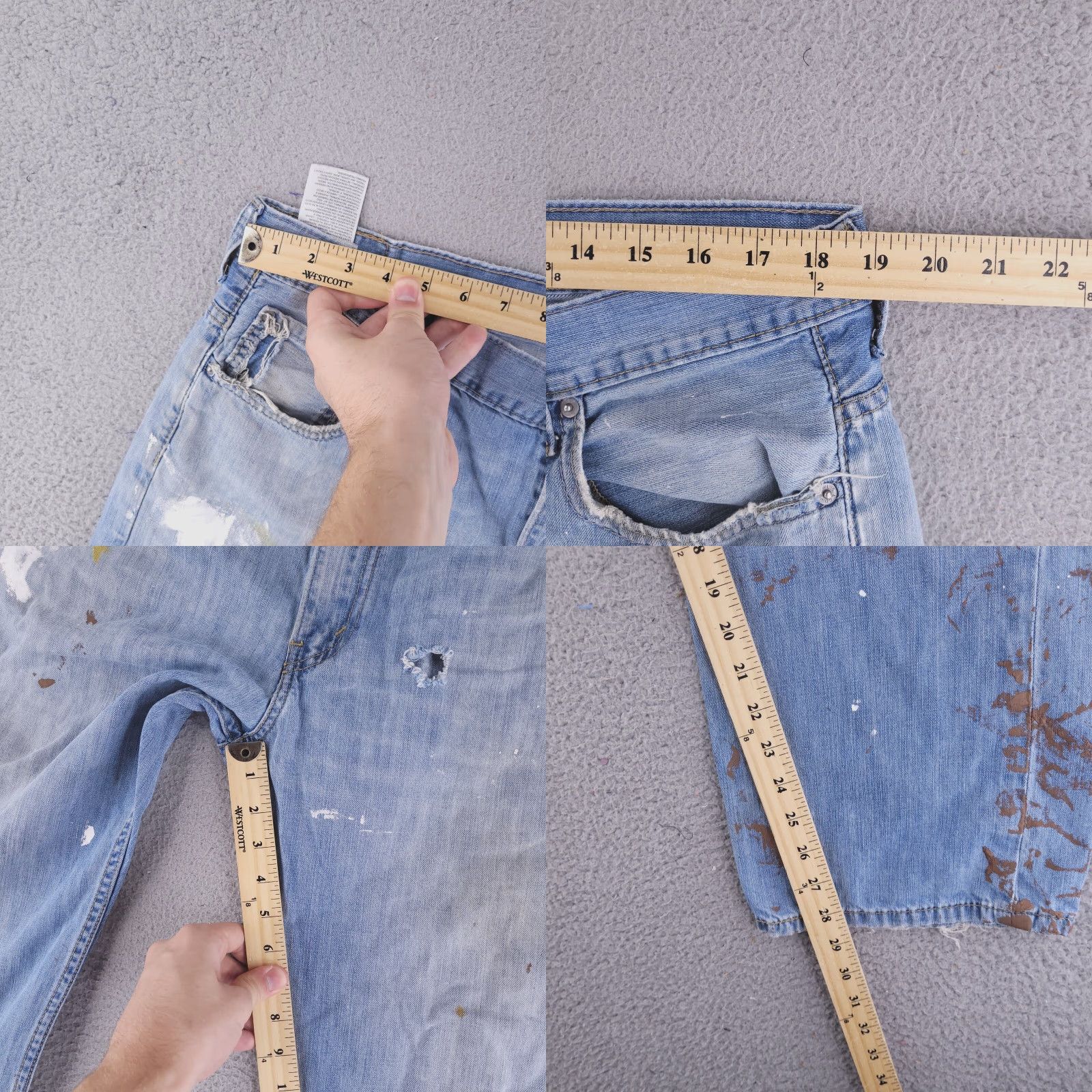 Levi's Levi's Jeans 36x29 Blue Distressed Paint Splatter Wide-Leg 569 Relaxed Regular Men’s Jeans Size US 36 / EU 52 - 8 Thumbnail
