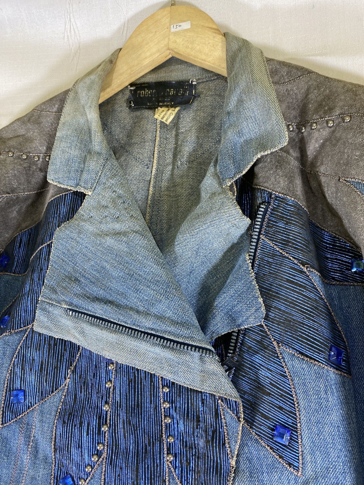 Roberto Cavalli artisanal sidezip studded peacock jacket Size US M / EU 48-50 / 2 - 3 Thumbnail