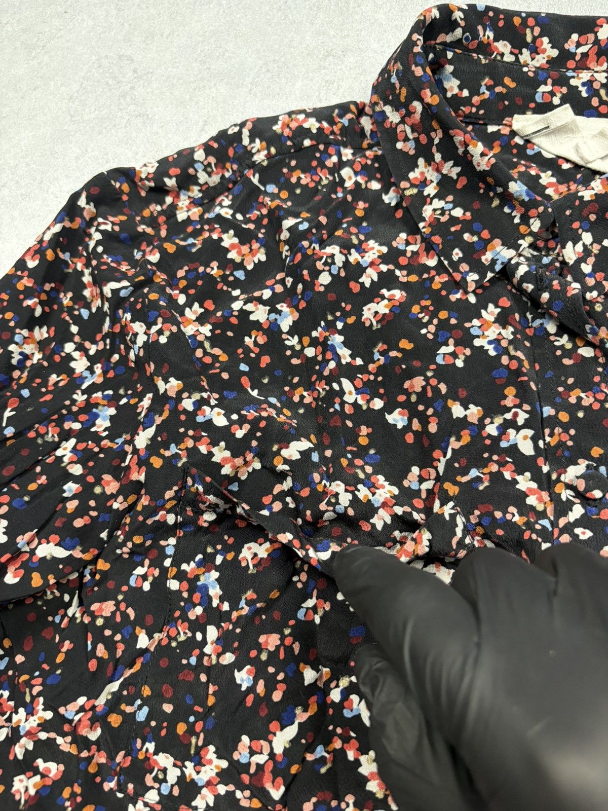 Sezane Sézane Silk Button Up Pocket Shirt Size 36 Black Multicolor Size XS / US 0-2 / IT 36-38 - 9 Thumbnail