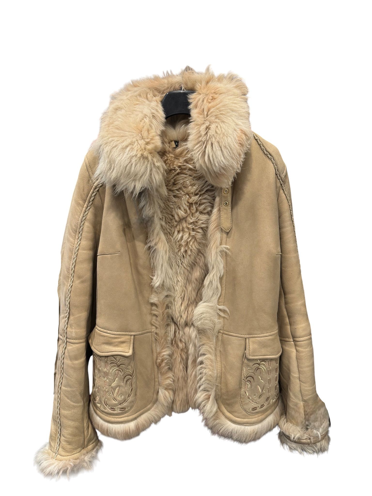 MONGOLIAN LAMB FUR SUEDE LEATHER COAT JACKET