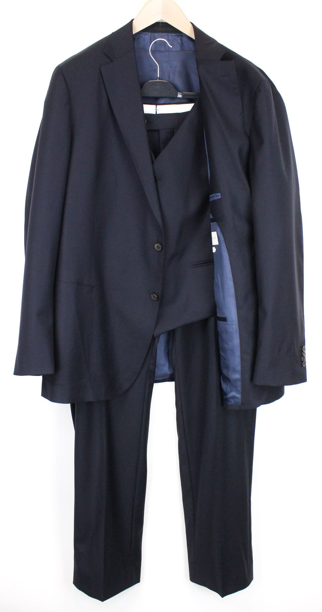 image of Suitsupply Havana Blueline Uk54R Wool Blue Lined 3 Piece Suit 68540, Men's
