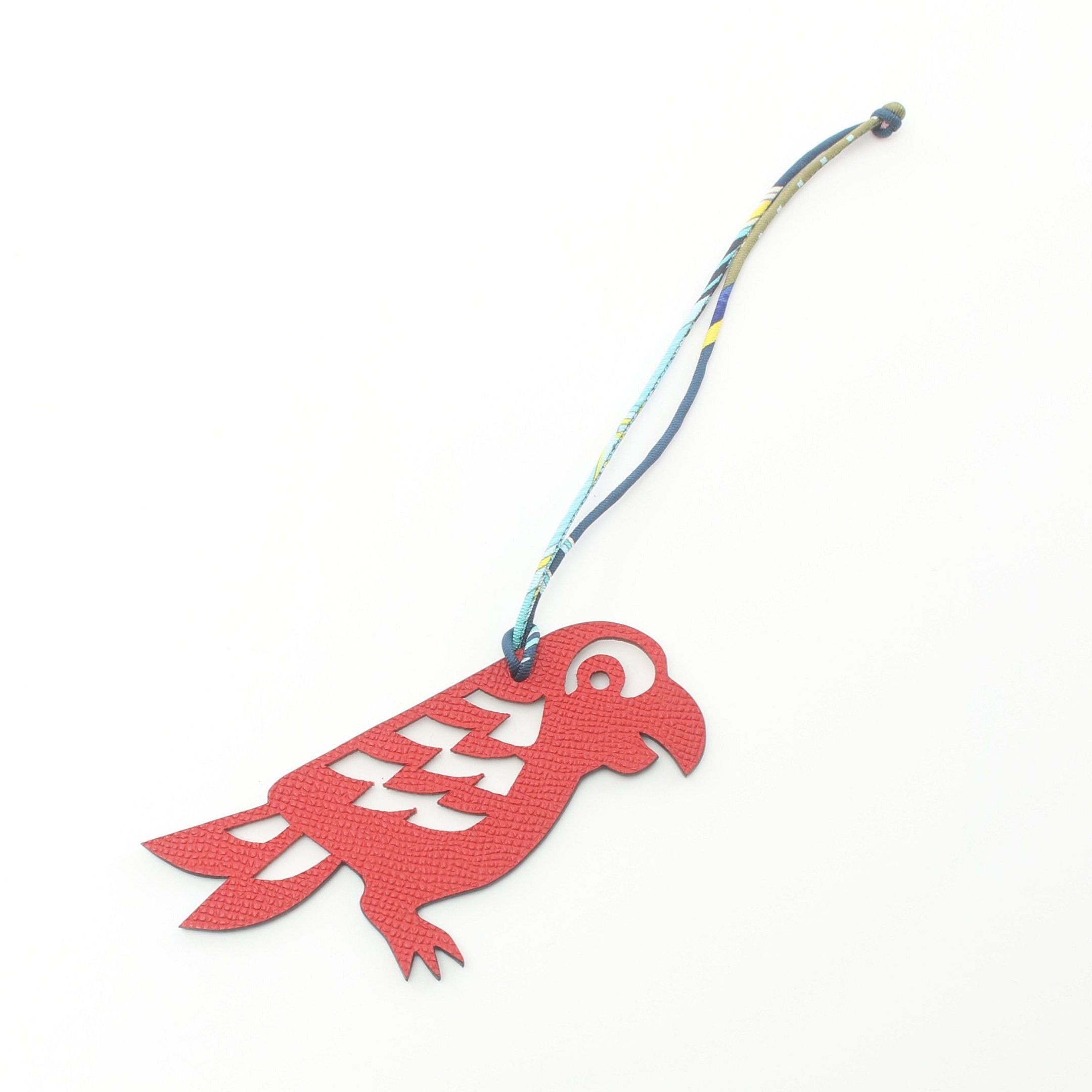 Hermes Hermes Petite Ash Paon Parrot Bag Charm Togo Veau Epsom Silk Dark Brown Red Size ONE SIZE - 1 Thumbnail