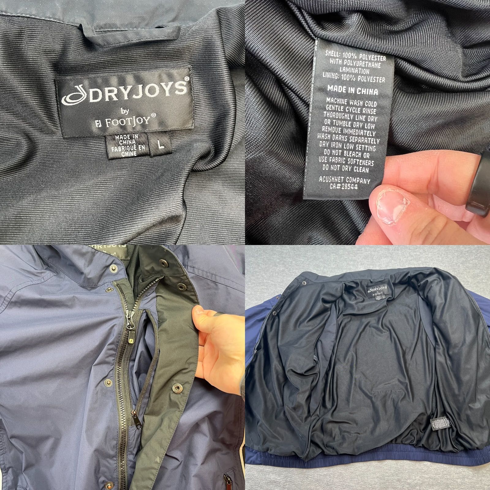 Footjoy FootJoy Dryjoys Jacket Mens Large Navy Blue Waterproof Windbreaker Jacket Size US L / EU 52-54 / 3 - 8 Thumbnail