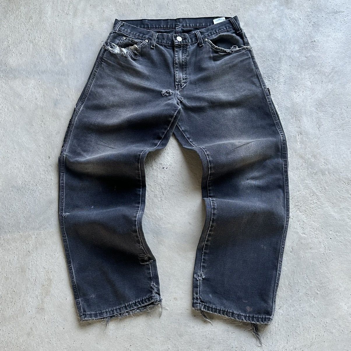 Dickies (33x30) Distressed Faded Dickies Carpenter Pants Faded Black Size US 33 - 2 Thumbnail