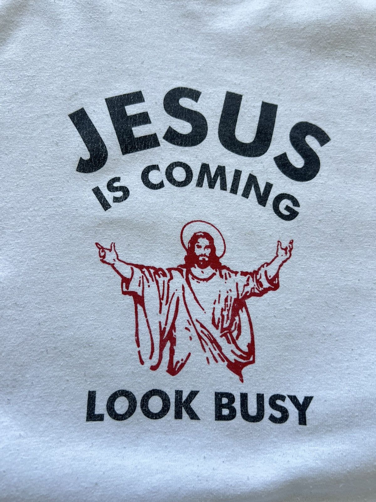 Vintage RARE Vintage Jesus Coming Look Busy Single Stitch Shirt Size US XL / EU 56 / 4 - 8 Thumbnail