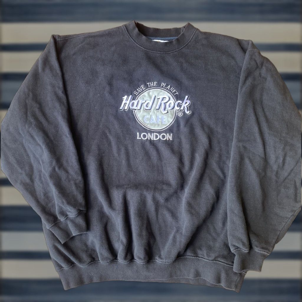 Hard Rock Cafe VINTAGE Hard Rock Cafe Save the Planet London Crewneck Sweatshirt XL Men Black Cotton Polyester Graphic Print 90s 80s Retro Pullover Size US XL / EU 56 / 4 - 1 Thumbnail