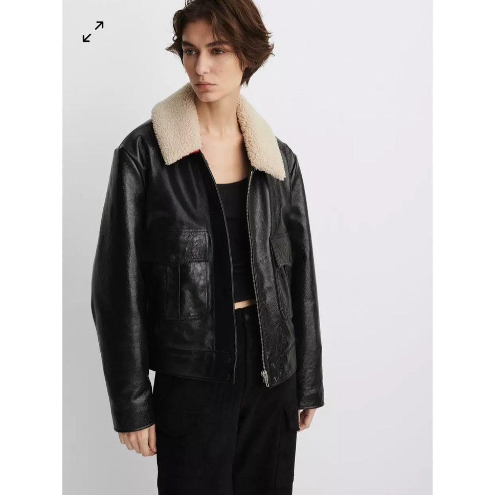 Rag & Bone Rag & Bone Colton Leather Jacket Removable Shearling Collar Size L / US 10 / IT 46 - 1 Thumbnail