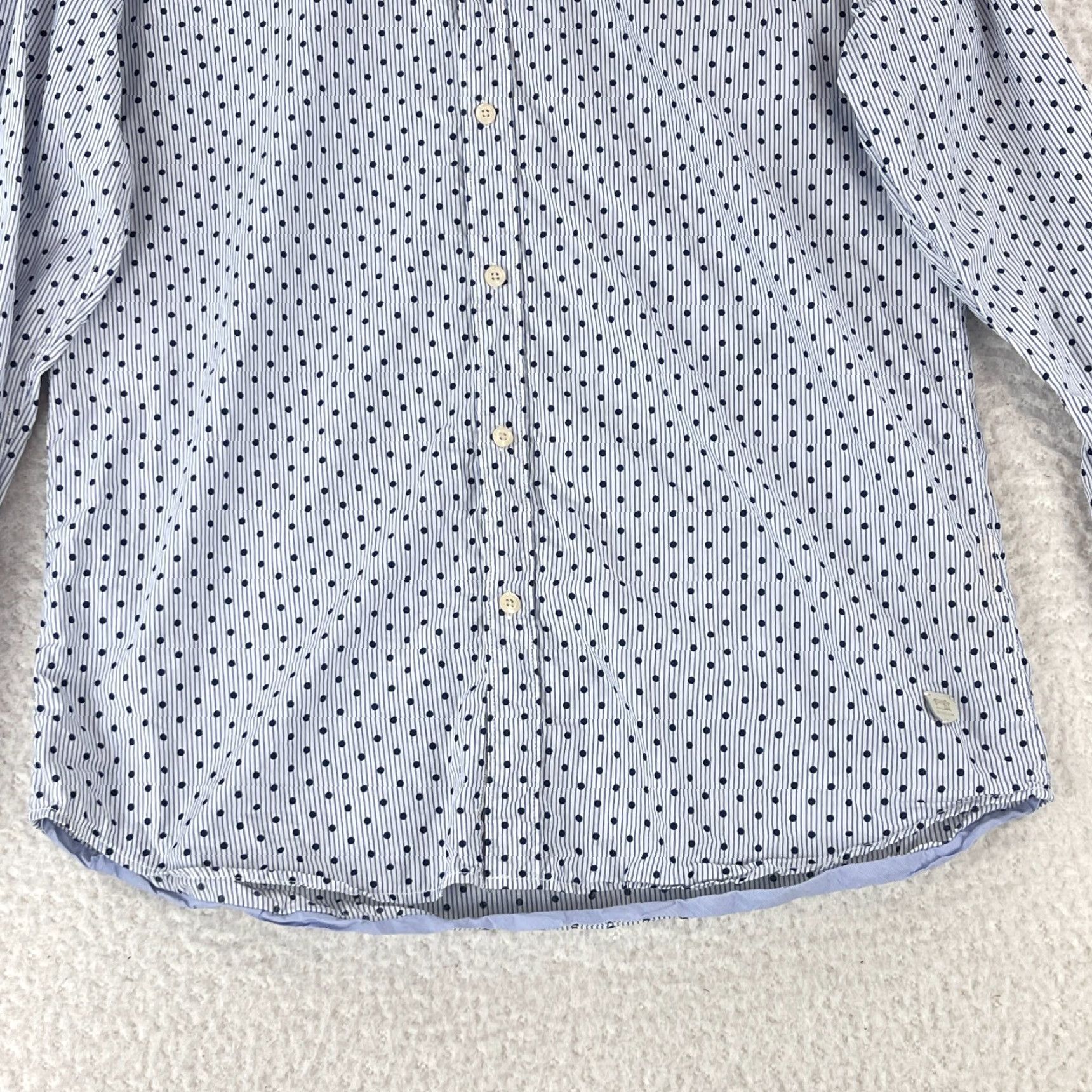 Scotch & Soda Scotch & Soda Aloha London Blue Polka Dot Button-Up Shirt Mens XL Long Sleeve Shirt Size US XL / EU 56 / 4 - 6 Thumbnail