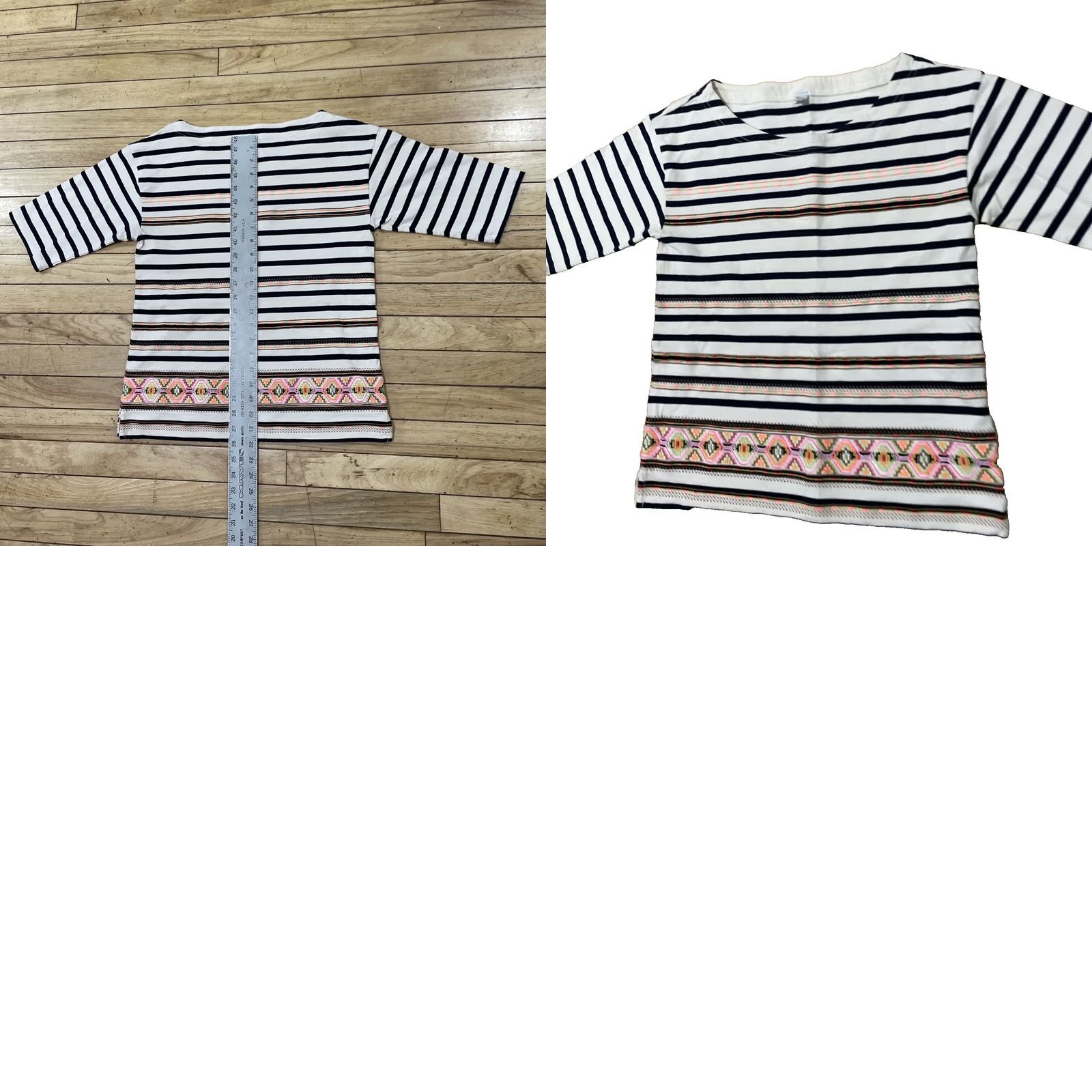 J.Crew J. Crew Boho Striped Shirt S Blue Cream Neon Aztec Geometric Fairy Coastal Top Size S / US 4 / IT 40 - 11 Thumbnail