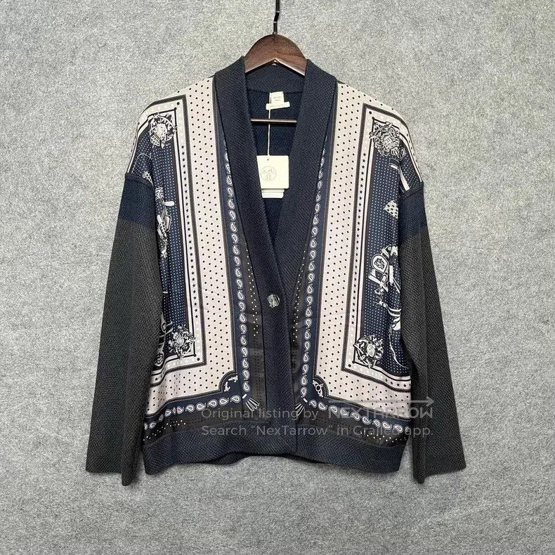 Hermes Hermes Pattern Printed One Button V-neck Long Sleeve Knit Size 4XL / US 24-26 - 1 Thumbnail