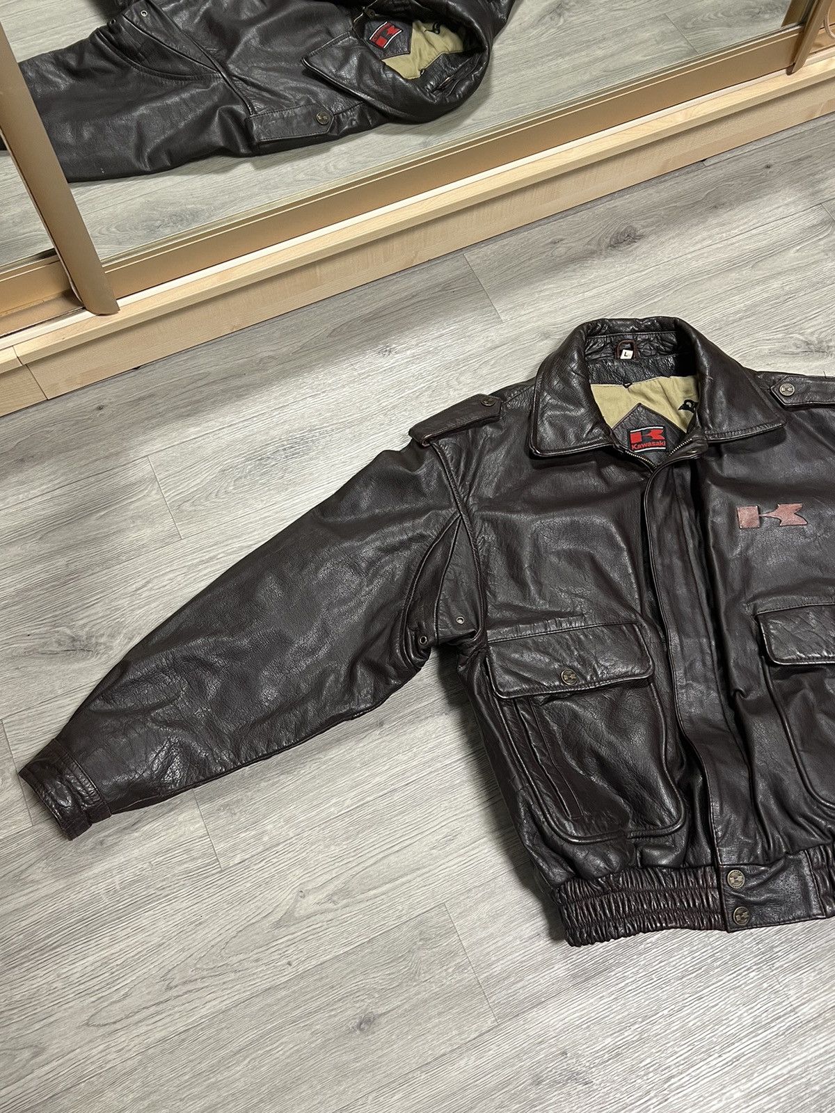 Vintage Kawasaki vintage leather aviator jacket Size US L / EU 52-54 / 3 - 3 Thumbnail