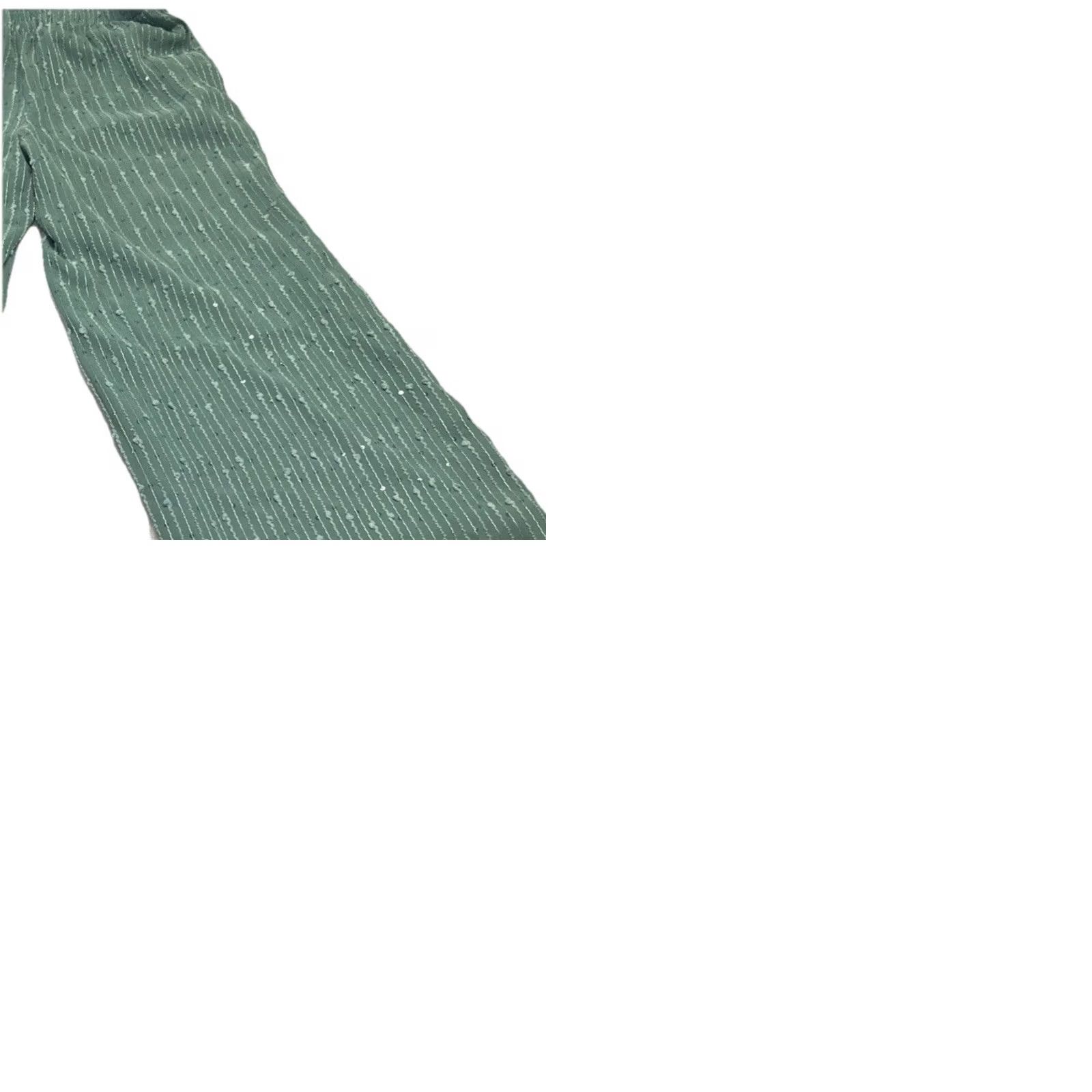 Vintage Cotton Club Pants Wide-Leg Palazzo NWT Sage Green Sequin Textured Knit Cotton S Size 28" / US 6 / IT 42 - 9 Thumbnail