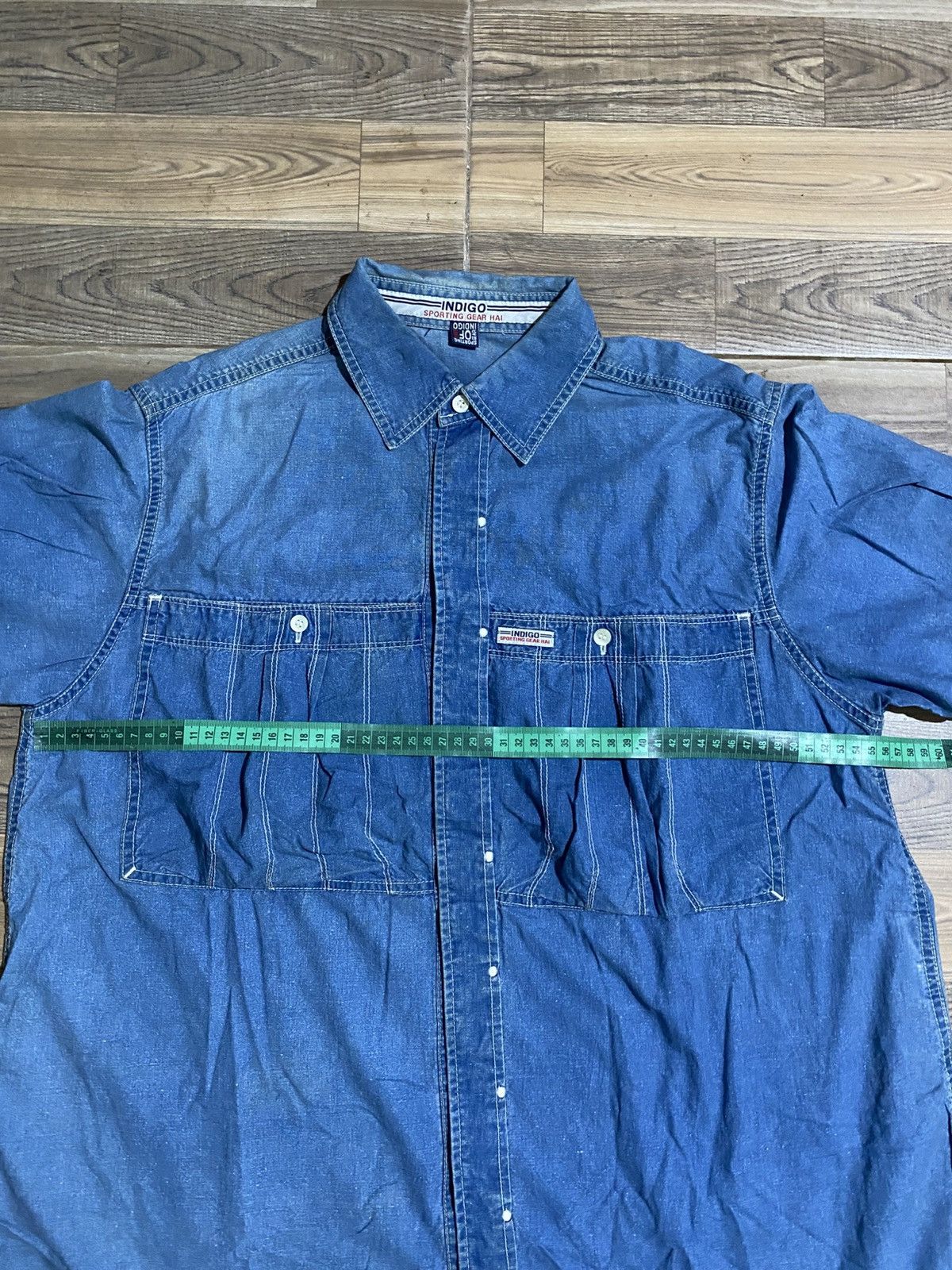 Hai Sporting Gear × Issey Miyake × Japanese Brand VINTAGE HAI SPORTING GEAR ISSEY MIYAKE INDIGO DENIM SHIRT Size US M / EU 48-50 / 2 - 10 Thumbnail