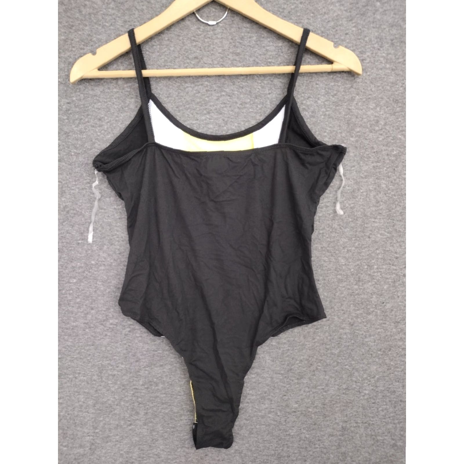 Vintage Codigo Bodysuit Women's L Black/White/Yellow Tank Thong Stretchy Fitted Size L / US 10 / IT 46 - 2 Thumbnail