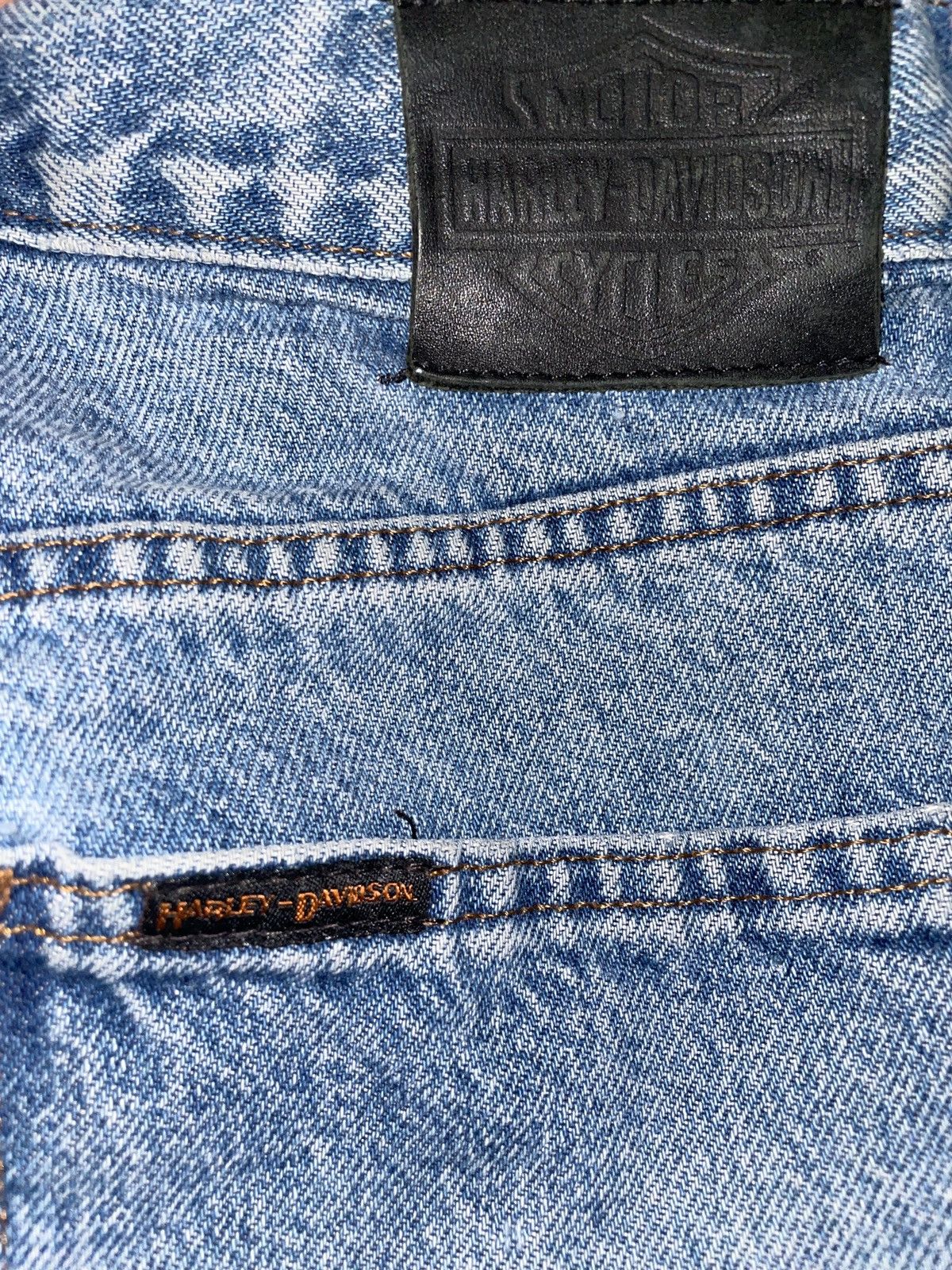 Harley Davidson × Vintage Vintage Harley Davidson Denim Jeans Distressed Condition Size US 35 - 5 Thumbnail