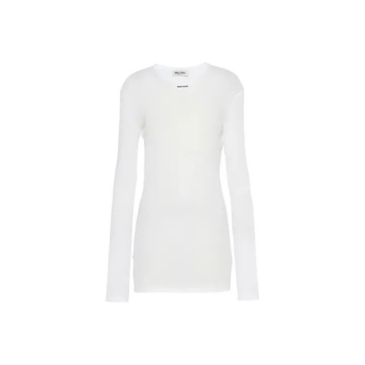 Miu Miu Miu Miu White Long Sleeve Knit Dress 0079 Size M / US 6-8 / IT 42-44 - 1 Thumbnail
