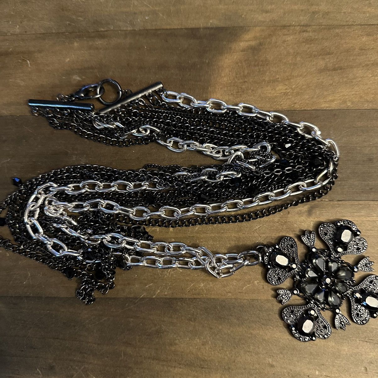 Other Long multi strand rhinestone flower pendant necklace Size ONE SIZE - 2 Thumbnail