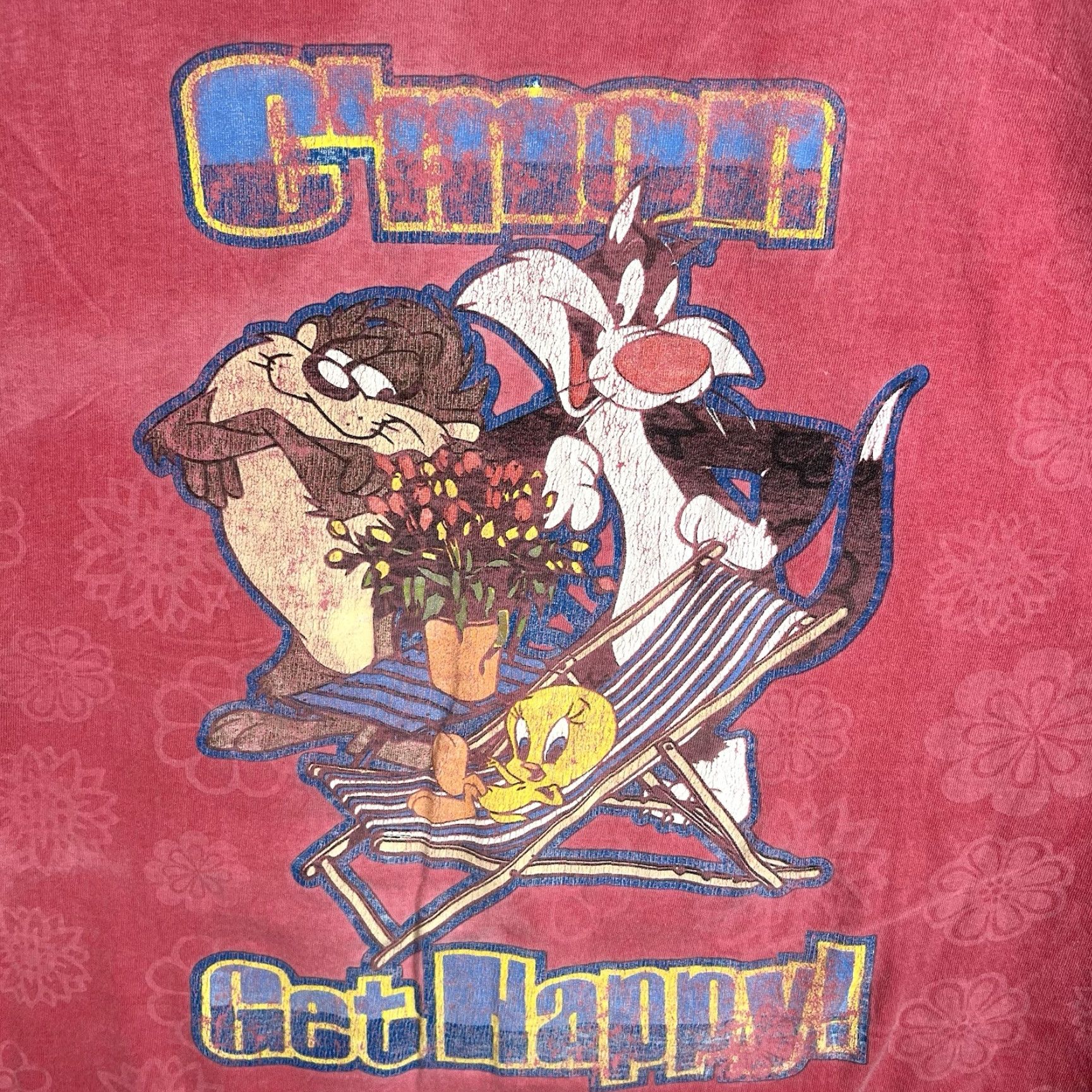 Vintage VINTAGE Looney Tunes Tweety Silvester Tan Get Happy T Shirt Womens 2XL Red 90s/1990s Shirt Girls Womens 2XL Size XXL / US 16-18 / IT 52-54 - 4 Thumbnail