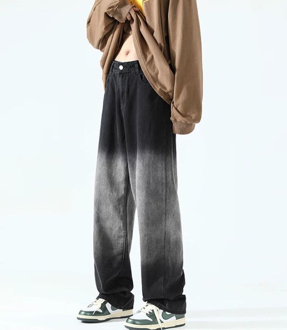 Japanese Brand Men's Trendy Loose-Fit Straight-Leg Gradient-Wash Jeans Size US 32 / EU 48 - 2 Thumbnail