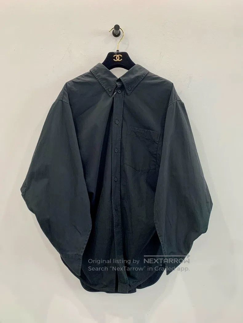 Balenciaga Balenciaga Double B Embroidered Asymmetric Black Shirt Size XS / US 0-2 / IT 36-38 - 1 Thumbnail