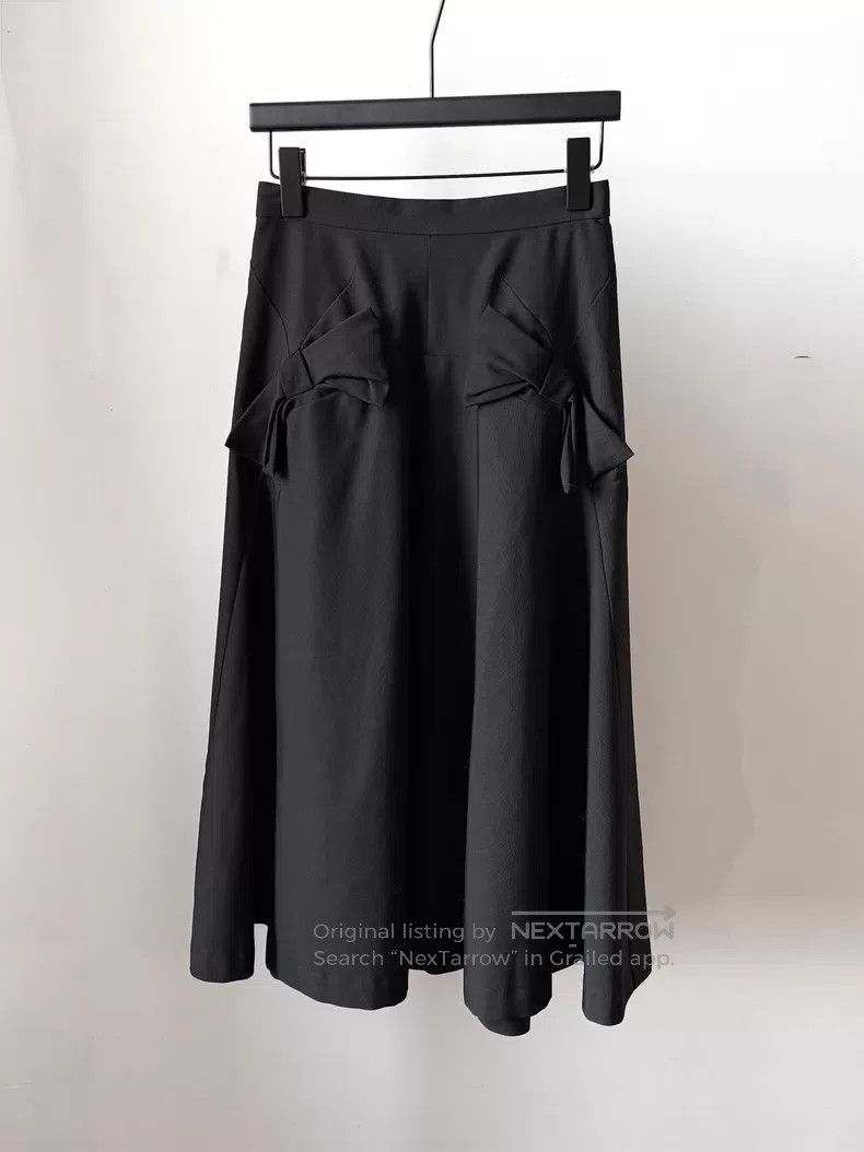 Comme des Garcons Comme des Garcons size S Black wool bow tie half skirt Size 23" - 2 Thumbnail