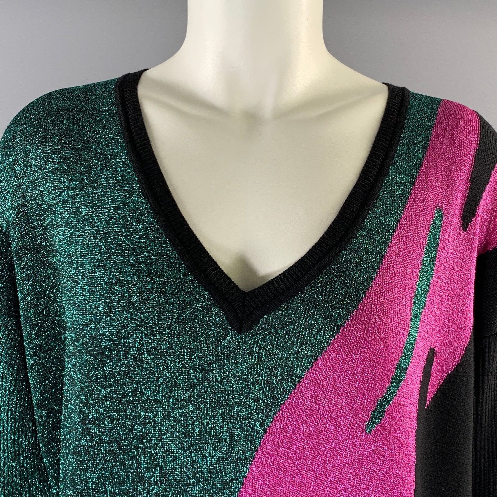 Dsquared2 DSQUARED2 Size XS Green Pink Wool Blend Pull On Pullover Size XS / US 0-2 / IT 36-38 - 2 Thumbnail