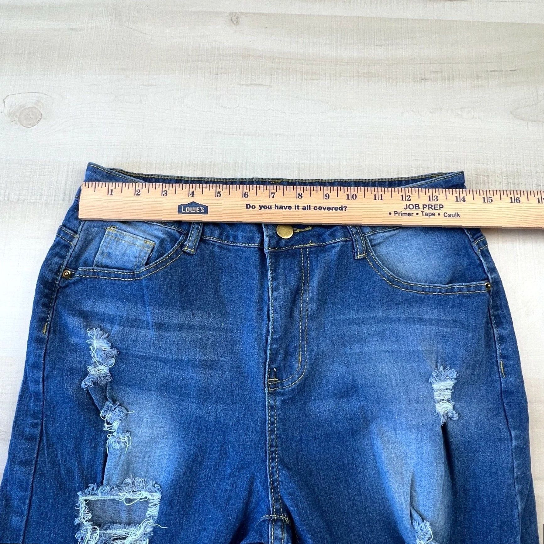 Shein Shein Womens Large Skinny Distressed Blue Jeans Mid Rise Stretch Cotton Blend Size 36" / US 14 / IT 50 - 7 Thumbnail