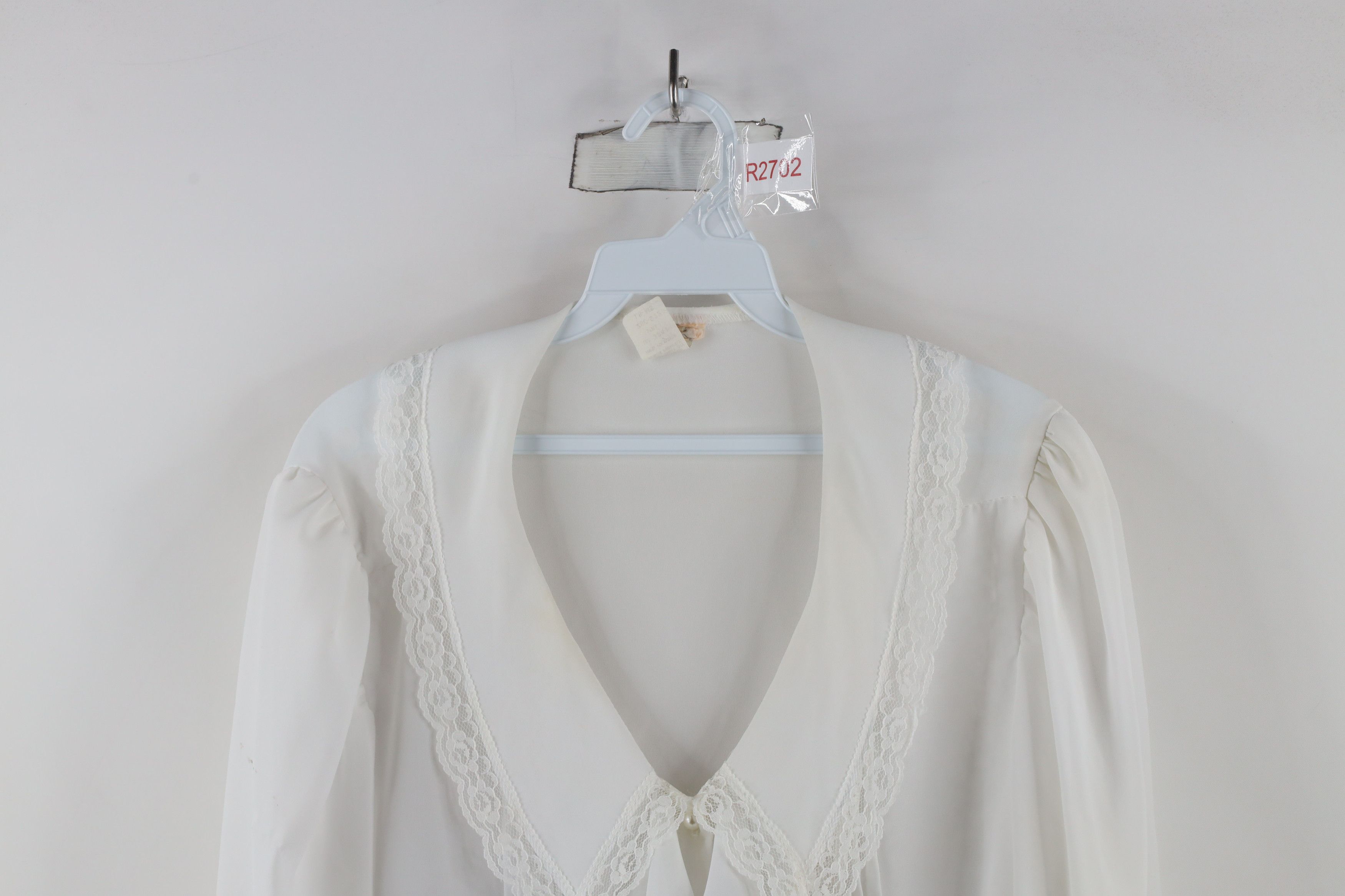 Vintage Vintage 90s Streetwear Lace Flower Frill Collar Button Shirt Size XXL / US 16-18 / IT 52-54 - 2 Thumbnail