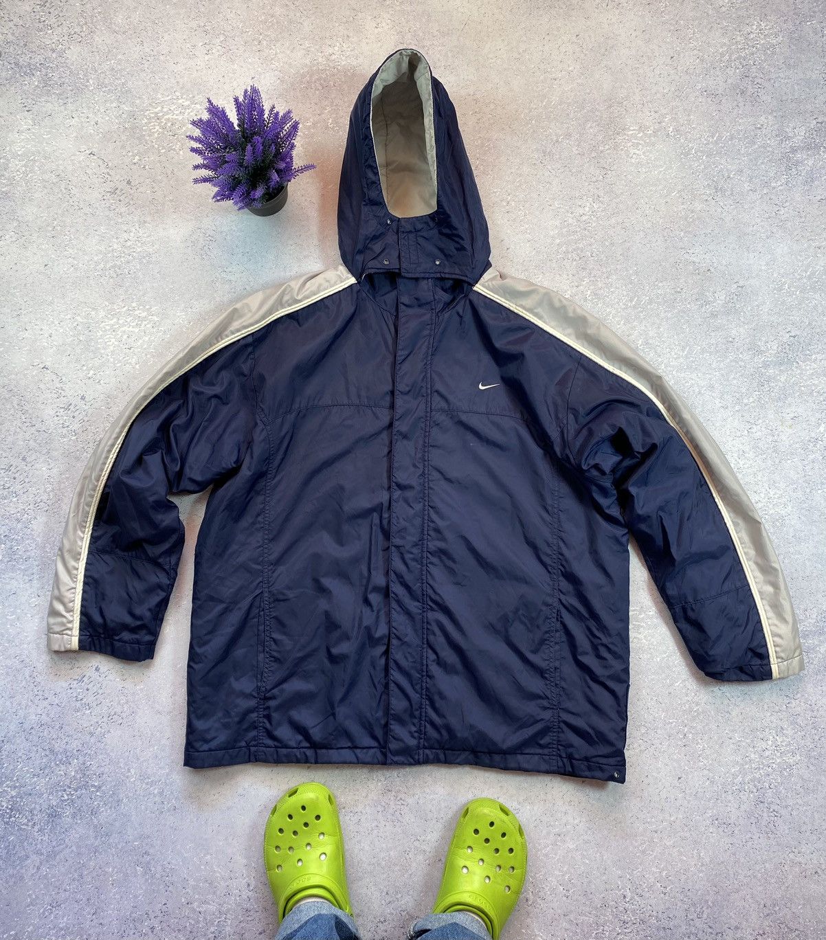 Vintage Vintage Nike 90s Blue Winter jacket with big centre logo Size US XL / EU 56 / 4 - 2 Thumbnail
