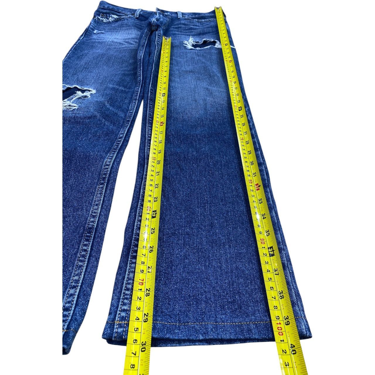 Hollister Hollister Slim Straight Blue Wash Distress Patch Style Jeans Size US 32 / EU 48 - 9 Thumbnail