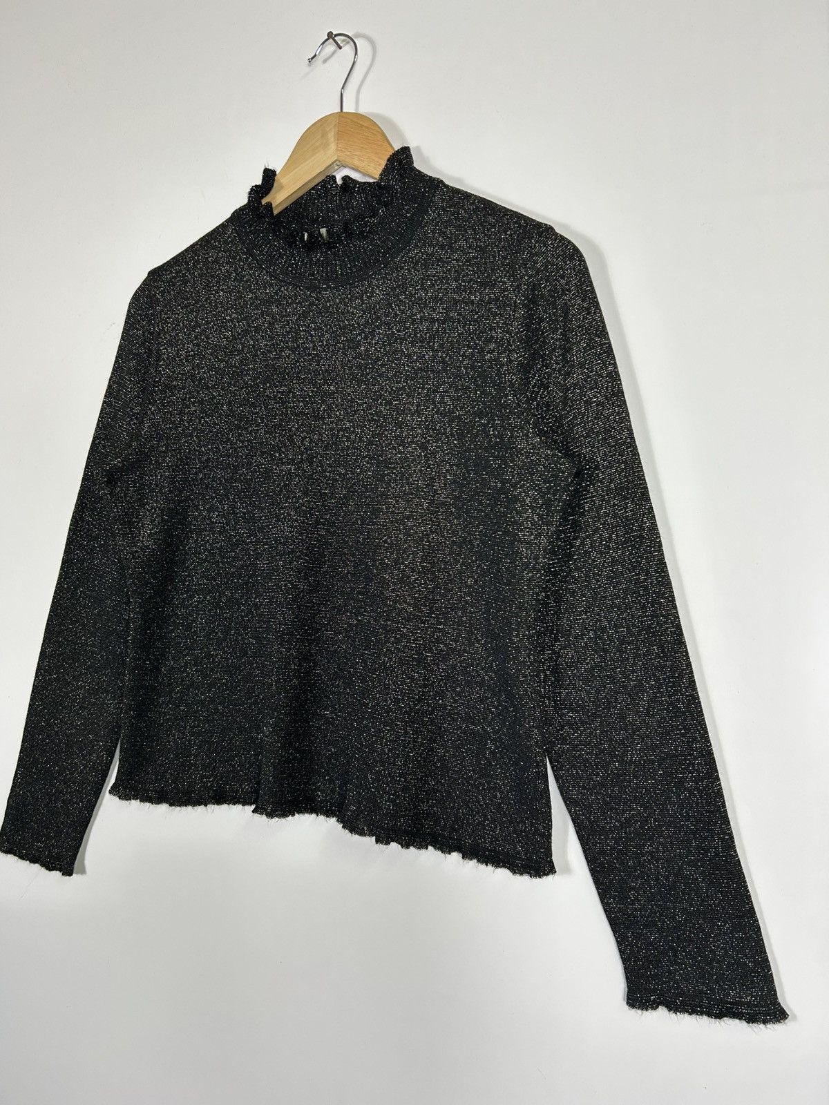 Balmain 🔥Luxury Balmain Paris Black Metallic Cropped Shirt Size S / US 4 / IT 40 - 3 Thumbnail