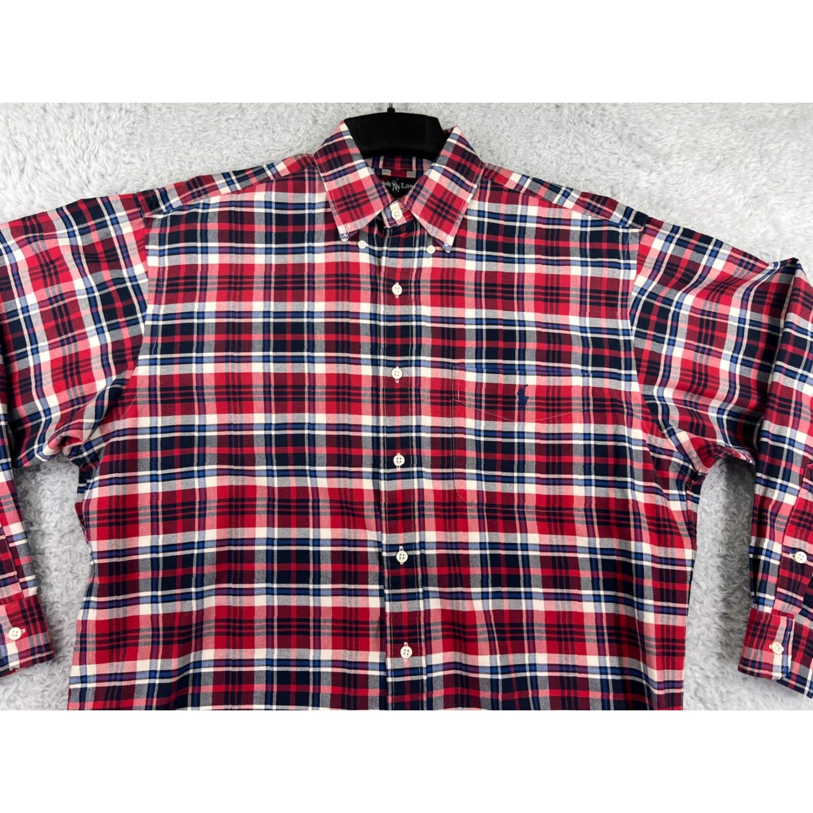 Ralph Lauren VINTAGE Ralph Lauren Shirt Mens Small Red Blue Plaid Big Fit 100% Cotton Western Size US S / EU 44-46 / 1 - 4 Thumbnail