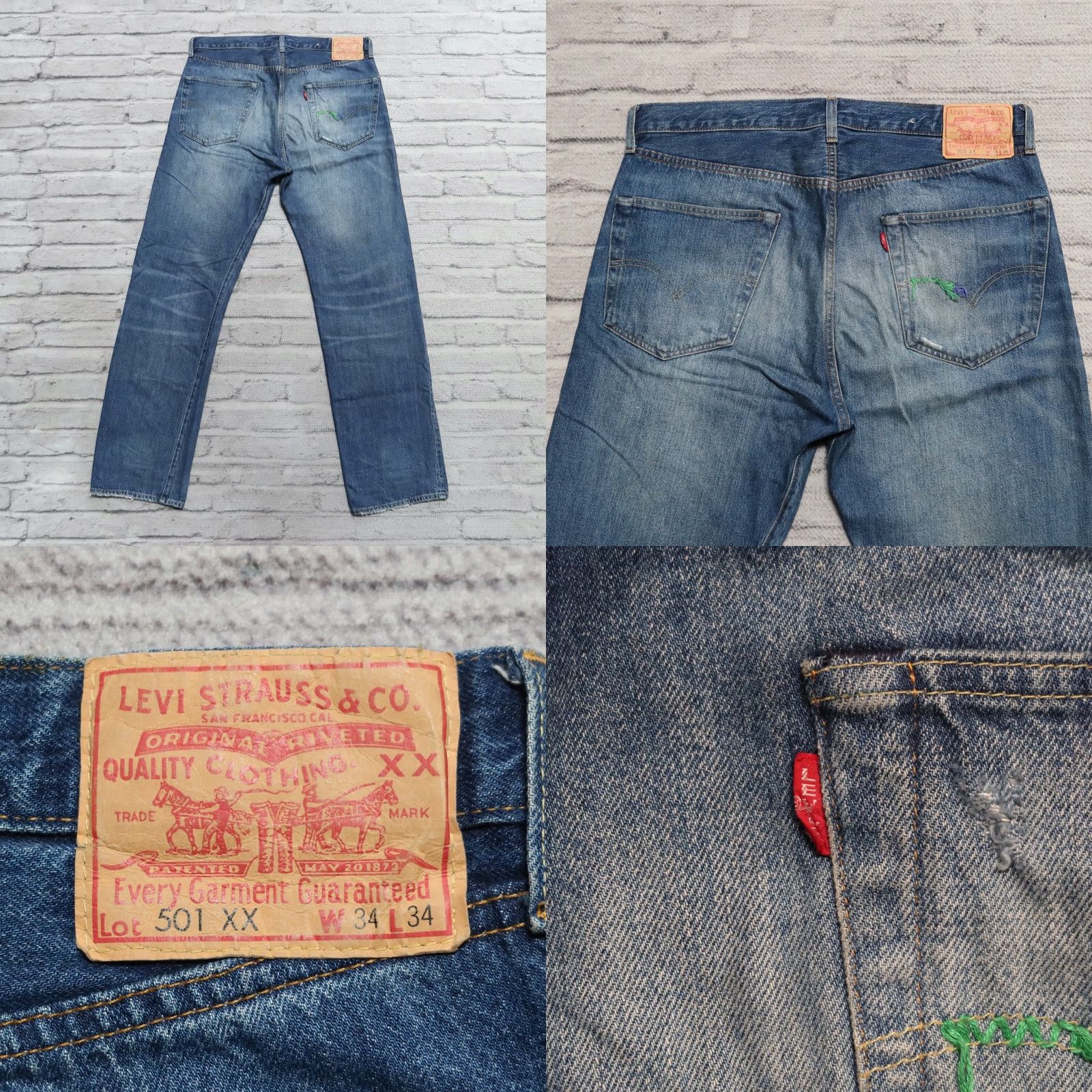 Levi's VINTAGE Levis 501XX Big E Selvedge Denim Jeans 36 34 Medium Wash Mens Jeans Size US 36 / EU 52 - 10 Thumbnail
