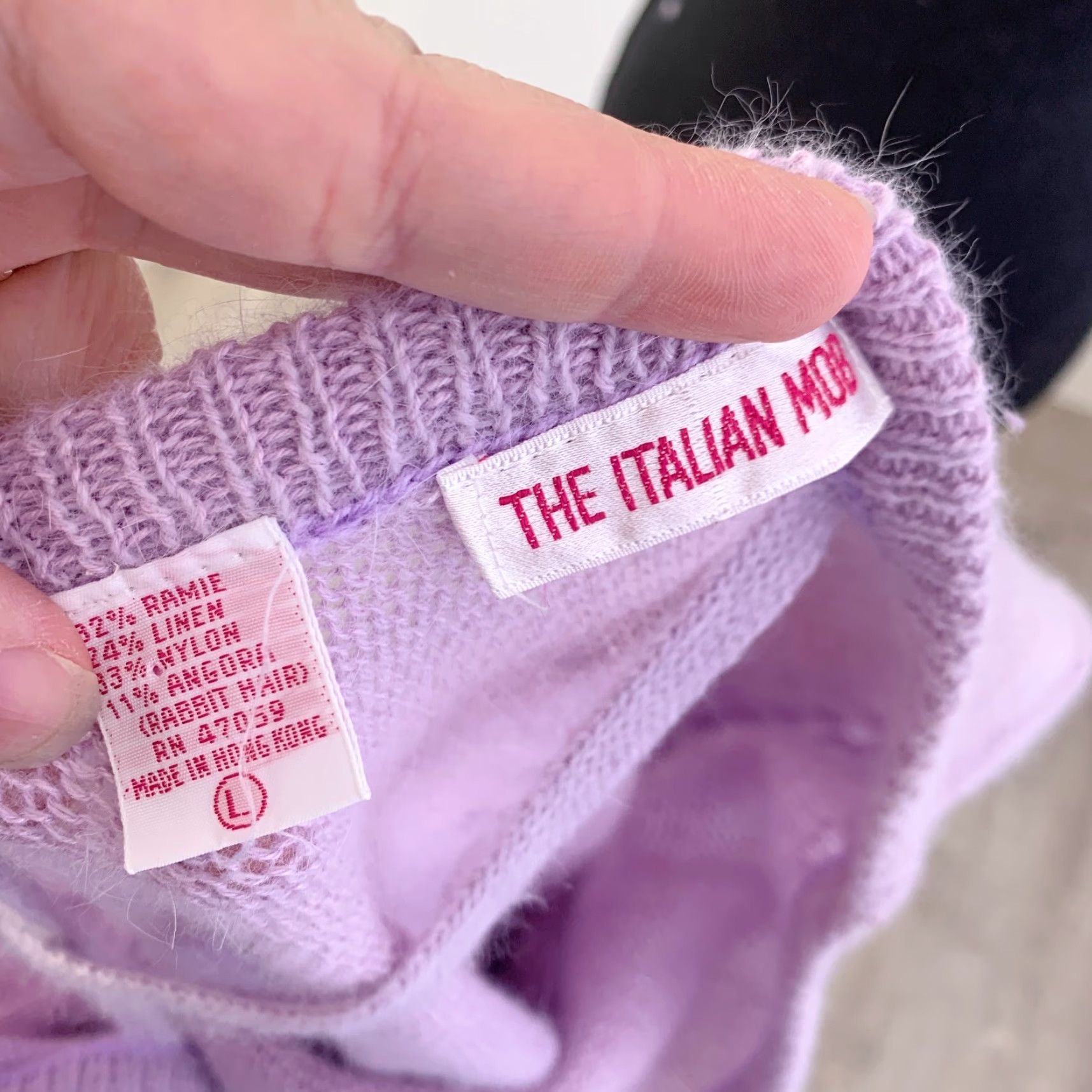 Vintage VINTAGE The Italian Mob Purple Angora Linen Cross Back Sweater L 90s Modern? Size L / US 10 / IT 46 - 5 Thumbnail