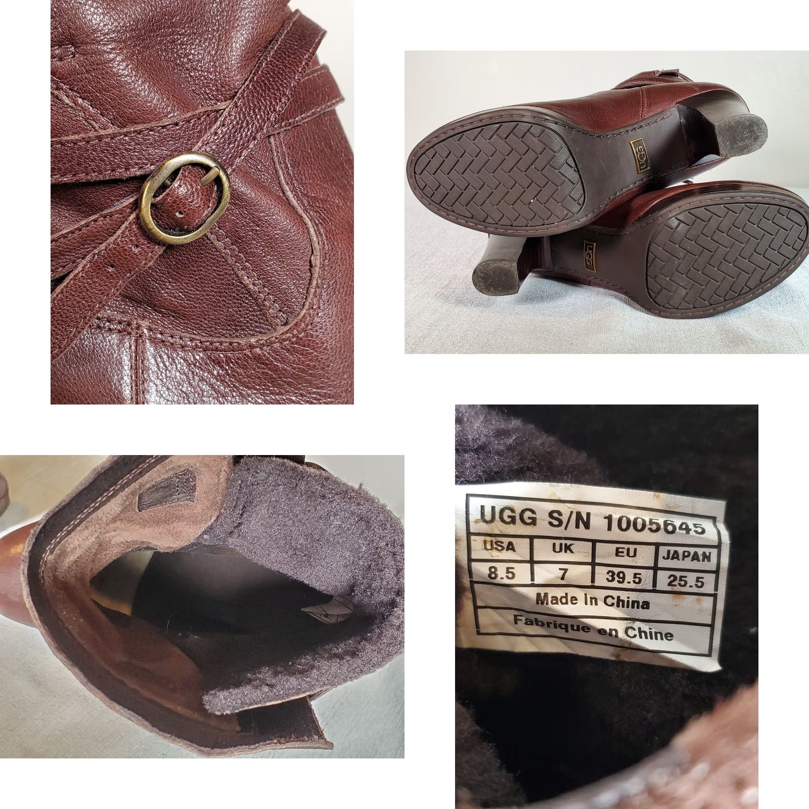 Ugg VINTAGE UGG Australia Olivia Brown Leather High Heel Platform Boots Women US 8.5 1005645 Size US 7 / IT 37 - 8 Thumbnail