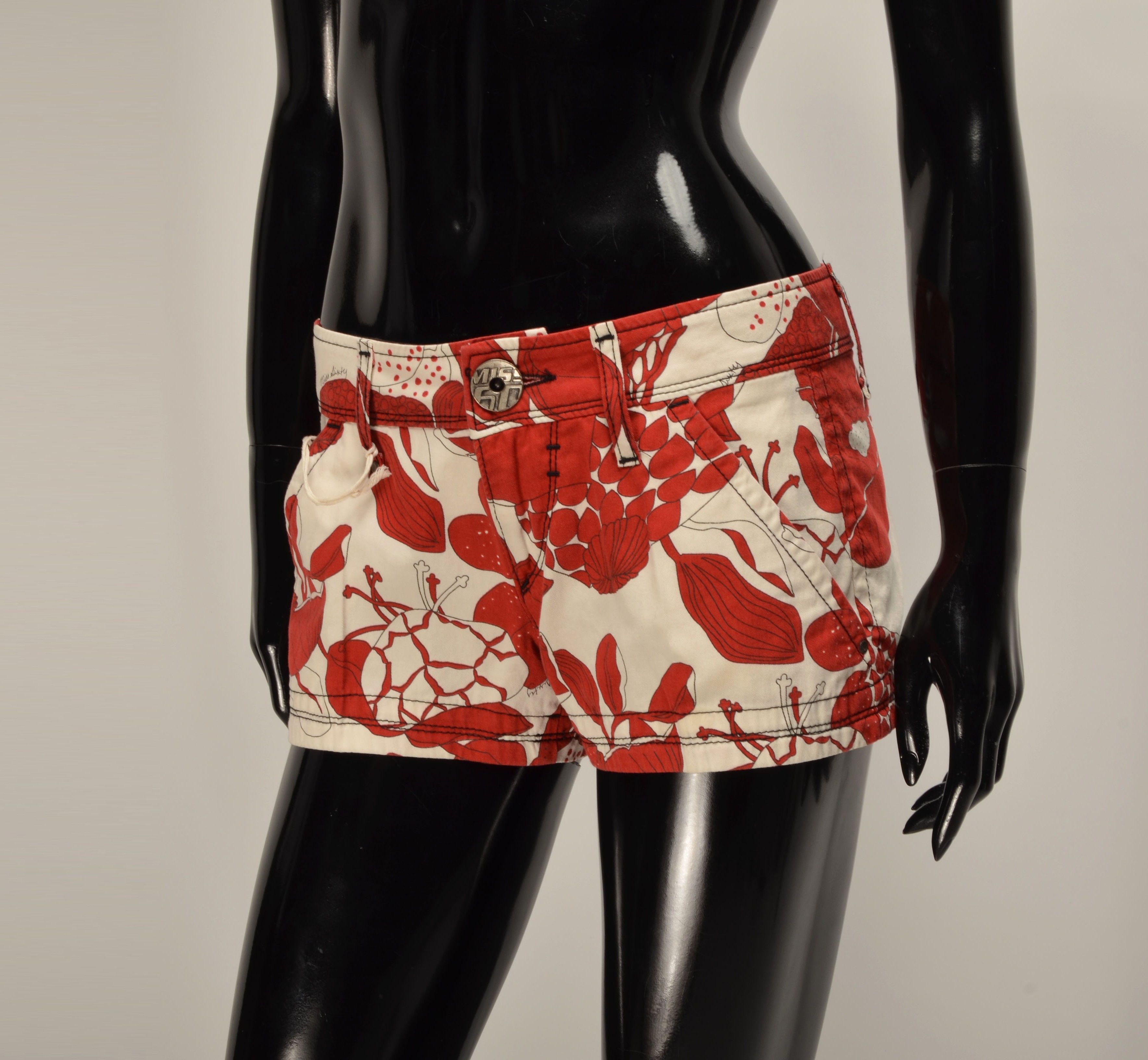 Miss Sixty Vintage Miss Sixty Y2K Red Floral Coquette Mini Shorts Size 30" / US 8 / IT 44 - 3 Thumbnail
